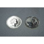 Two 1oz Fine Silver Britannia Commemorative Coins