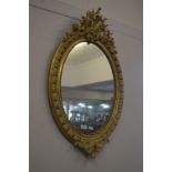 Large Decorative Gilt Framed Oval Wall Mirror