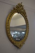 Large Decorative Gilt Framed Oval Wall Mirror