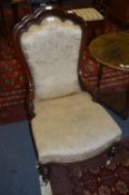 Victorian Mahogany Framed Ladies Chair with Upholstered Seat & Back