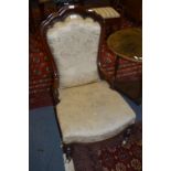 Victorian Mahogany Framed Ladies Chair with Upholstered Seat & Back