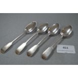 Four Hallmarked Silver Teaspoons - London 1851, Approx 69g