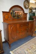 Edwardian Mahogany Mirrored Back Bow Fronted Sideboard on Cabriole Legs