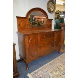 Edwardian Mahogany Mirrored Back Bow Fronted Sideboard on Cabriole Legs