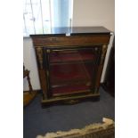 Victorian Ebonised Brass Inlaid and Embossed Display Cabinet