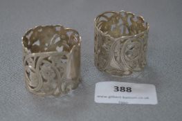 Pair of Pierced & Engraved Napkin Rings - Birmingham 1906, Approx 67g