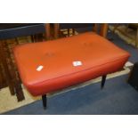 1950's Domino Red Vinyl Upholstered Stool