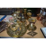 Quantity of Brassware Including Hall Lantern, Spirit Kettle, Jam Pan, Tray, Ornaments, Watering Can