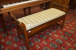 Edwardian Mahogany Inlaid Twin Seat Piano Stool