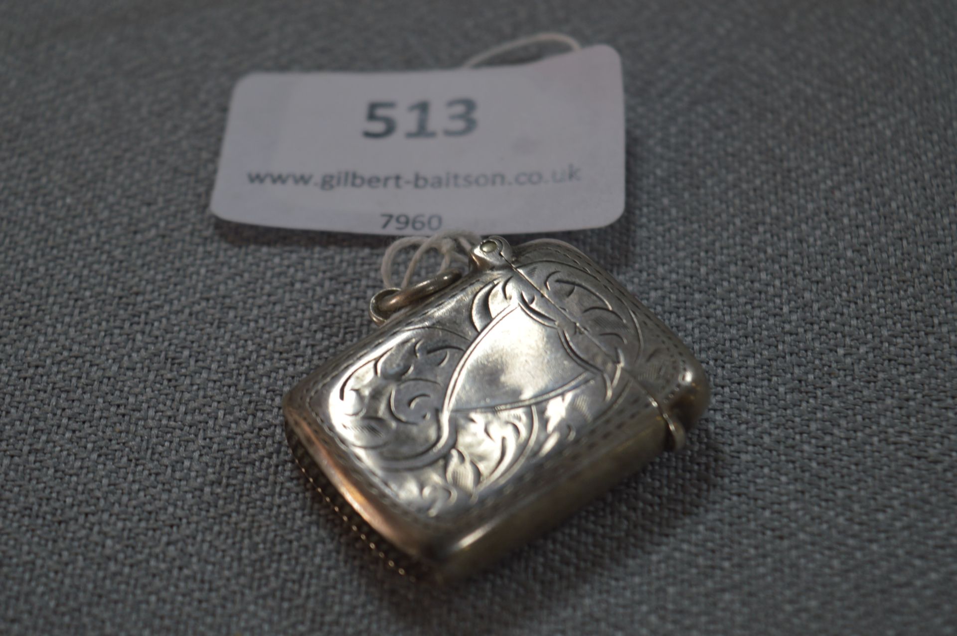 Engraved Silver Vesta Case - Approx 15.8g