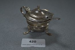 Hallmarked Silver Mustard Pot with Blue Glass Liner - Birmingham 1908, Approx 55.3g