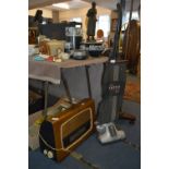 Regentone Walnut Cased Radio and a 1940's Vacuum Cleaner