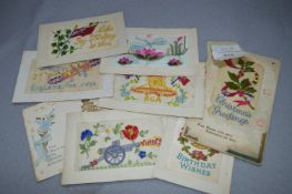 Collection of Eight WWI Silk Postcards