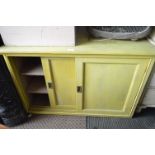 Painted Pine Cupboard with Sliding Doors