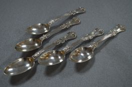 Set of Five Hallmarked Silver Teaspoons - London 1921, 171g