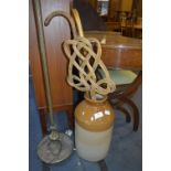 Stoneware Jug, Walking Canes and a Carpet Beater