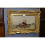Painting on Board in a Gilt Framed Stamped W.M. Muller - the Sole Survivor