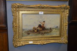 Painting on Board in a Gilt Framed Stamped W.M. Muller - the Sole Survivor
