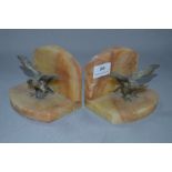 Pair of Onyx Bookends with Spelter Eagles