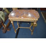 Carved Gilt Decorated Brown Marble Topped Side Table
