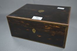 Victorian Coromandel Wood Brass Bound Stationery Box by Parkin & Gotto of London