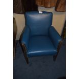 Beech Wood and Blue Vinyl Upholstered Child's Armchair