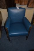 Beech Wood and Blue Vinyl Upholstered Child's Armchair