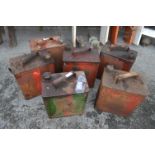 Collection of Six Vintage Petrol Cans