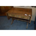 Mahogany Side Table with Drop Leaves and Two Drawers