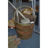 Brass Bound Oak Bucket and a Galvanised Watering Can