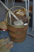 Brass Bound Oak Bucket and a Galvanised Watering Can
