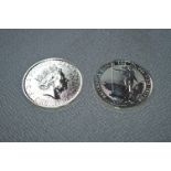 Two 1oz Fine Silver Britannia Commemorative Coins