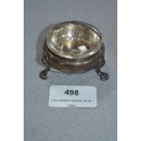 Hallmarked Silver Salt on Pad Feet with Glass Liner - Approx 43g
