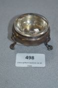 Hallmarked Silver Salt on Pad Feet with Glass Liner - Approx 43g