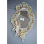 Continental Porcelain Floral & Cherub Design Wall Mirror