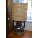 1970's Large Pottery Table Lamp with Shade