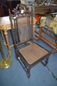 Victorian Rosewood Chair with Bergere Panels and Barley Twist Decoration