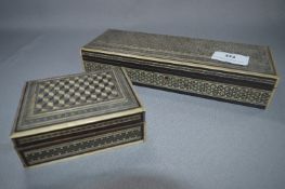 Ivory, Jade & Mother of Pearl Inlaid Trinket Boxes