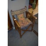 Mahogany Framed Folding Director Style Chair with Woolwork Seat and Back