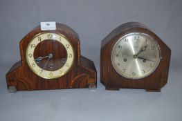 Walnut Inlaid Art Deco Style Mantel Clock with Westminster Chimes