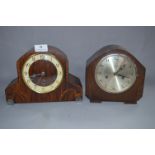 Walnut Inlaid Art Deco Style Mantel Clock with Westminster Chimes