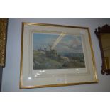 Gilt Framed Print Signed by the Artist H.Frank Wallace - On The High Tops