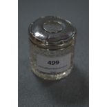 Hallmarked Silver Topped Glass Hairpin Jar - Birmingham 1910