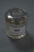 Hallmarked Silver Topped Glass Hairpin Jar - Birmingham 1910