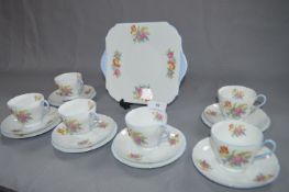Shelley Blue Floral Patterned Tea Ware (18 Pieces)
