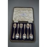 Cased Set of Six Silver Golfing Spoons - Sheffield 1923, Approx 76g