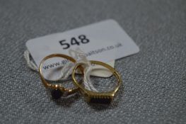 Two 9cT Gold Ring set with Black Stones - Approx 2.2g gross