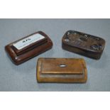 Three Wood Snuff Boxes