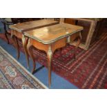 Victorian Walnut Inlaid Fold-over Games Table with Embossed Brass Decoration