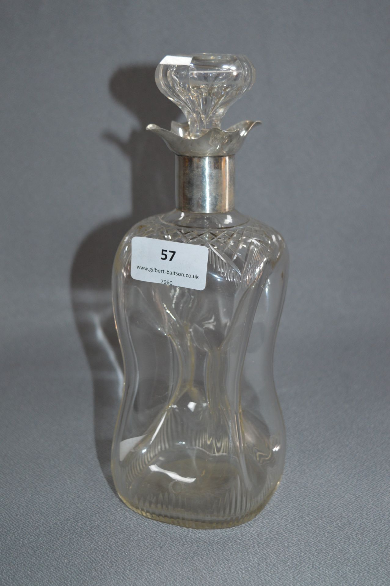 Silver Topped Dimple Glass Decanter - Sheffield 1925